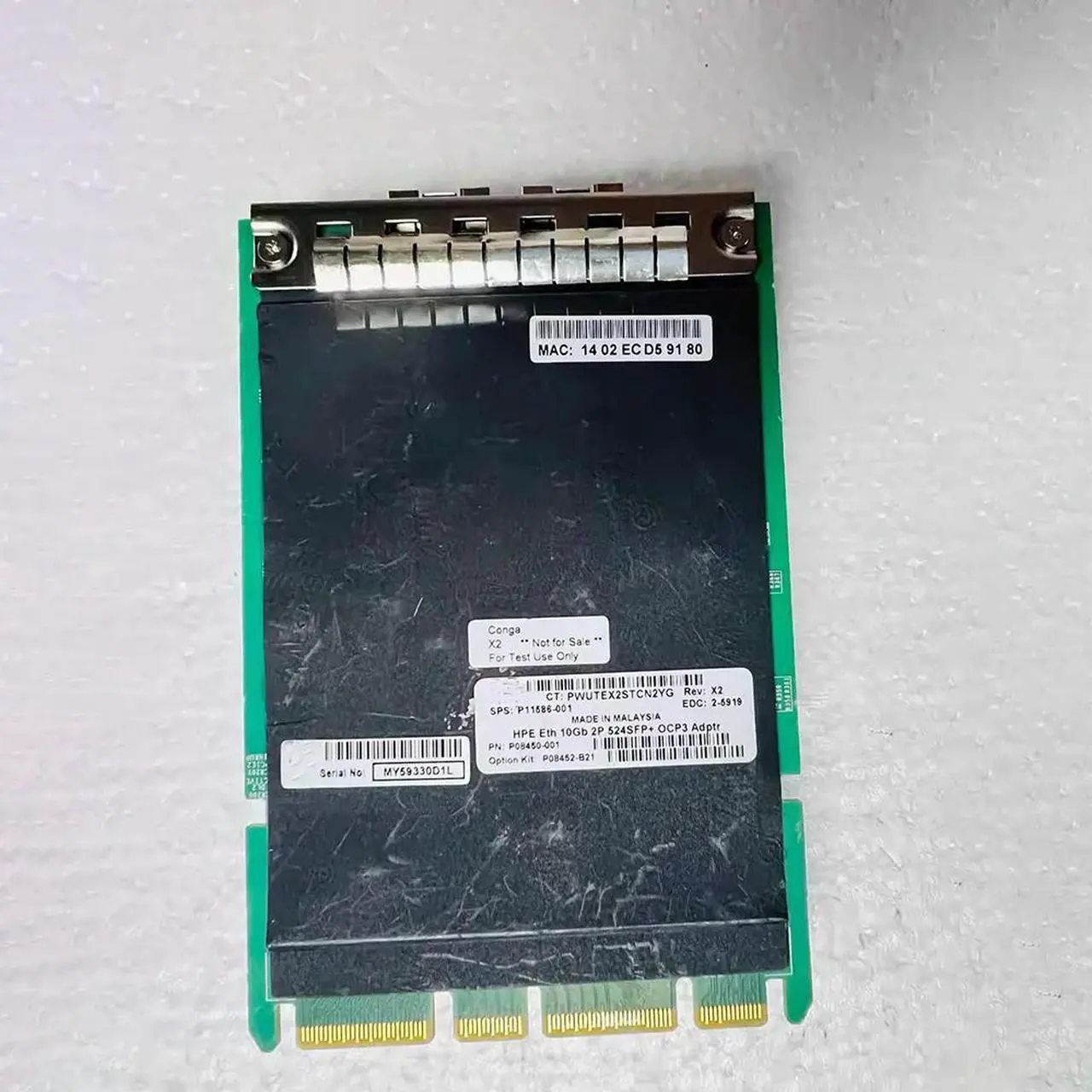Alt view image 3 of 4 - For 10 Gigabit network card With Double Electrical Ports 524SFP+ OCP3 ADPTR QL41132HQCU-HE P08452-B21 P08450-001