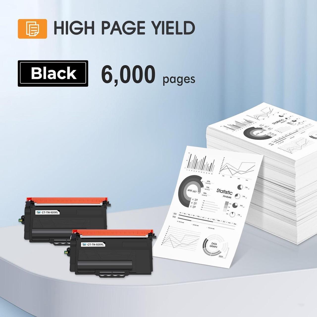 Alt view image 3 of 6 - TN920 TN920XL Toner Cartridge Compatible for Brother TN920XL TN920 TN920XXL Toner for Brother HL-L6210DW HL-L6210DWT HL-L5210DW HL-L5210DN HL-L5210DWT Printer Black High Yield with Chip 2-Pack