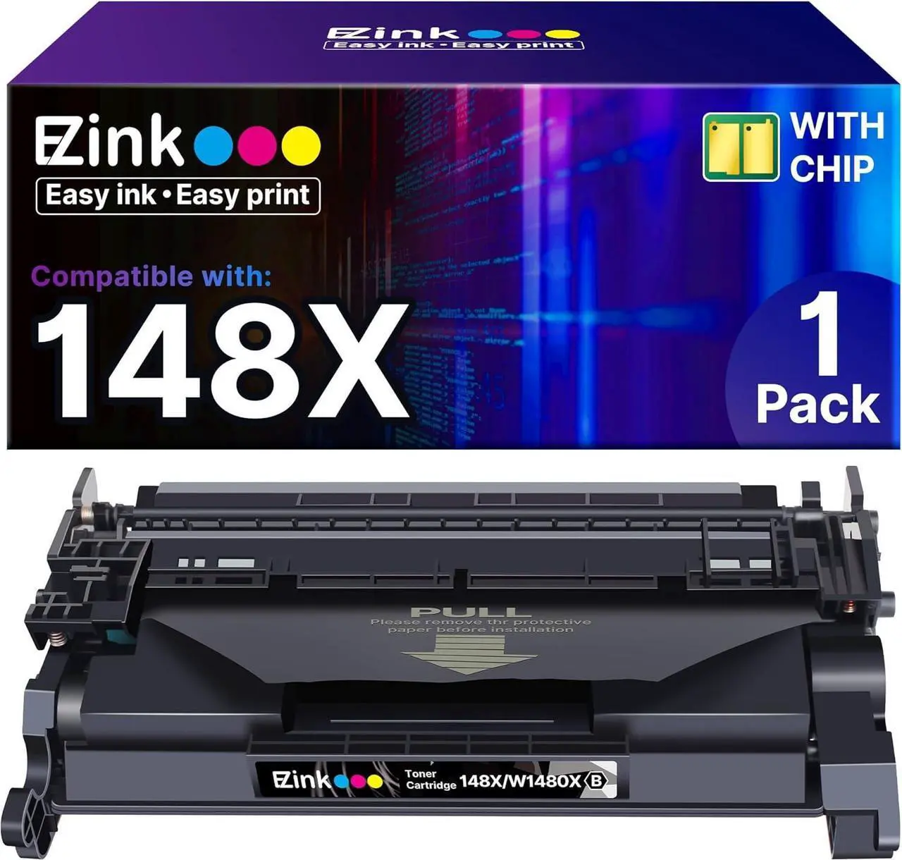 Main image of E-Z Ink 148X 148A Compatible Toner Cartridges Replacement for HP 148X W1480X 148A W1480A Toner (with Chip) to Use with HP Pro MFP 4101fdn 4101fdw 4001dn 4001n Printer (Black, 1 Pack)