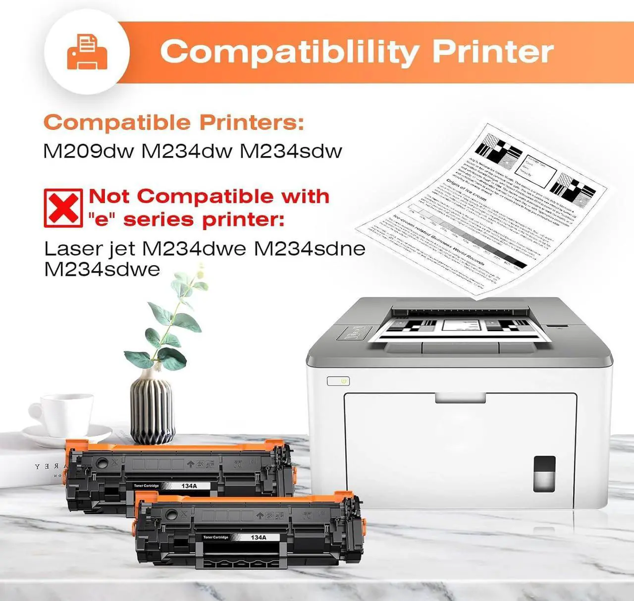 Alt view image 2 of 7 - (with Chip) 134A Toner Cartridges Replacement for H P 134A Black Cartridge W1340A Toner Black Cartridges 134X Toner Work with Laserjet 209dw MFP M234dw M234sdw Printer
