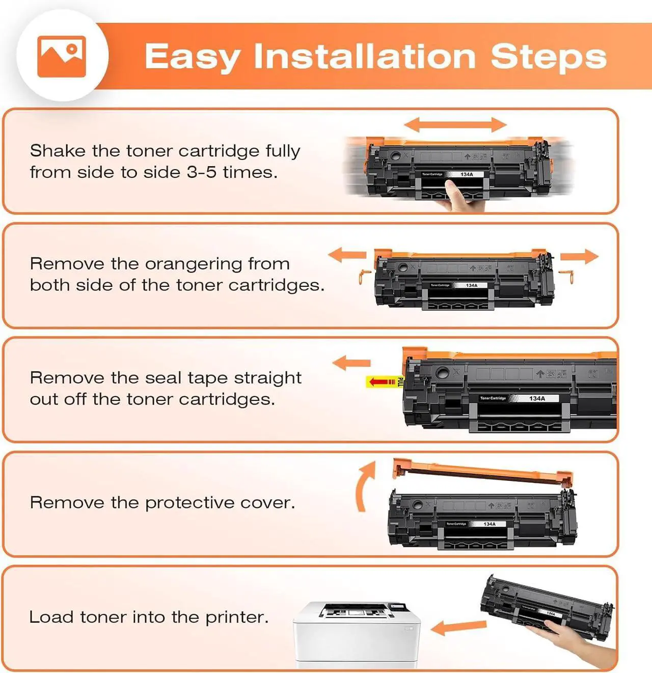 Alt view image 7 of 7 - (with Chip) 134A Toner Cartridges Replacement for H P 134A Black Cartridge W1340A Toner Black Cartridges 134X Toner Work with Laserjet 209dw MFP M234dw M234sdw Printer
