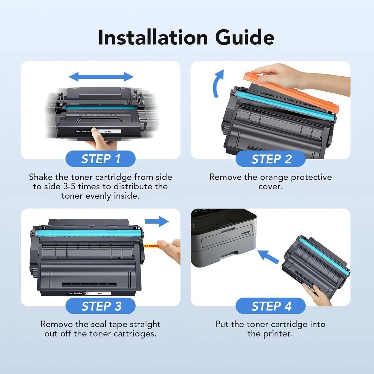 Alt view image 5 of 5 - 148A Toner Cartridge Black (With Chip) Compatible W1480A 148A Toner Cartridge Replacement for HP Compatible 148A 148 A 148X 148 X Toner Work with Laserjet Pro 4001dw 4001dn 4001n 4101fdw Printer Toner