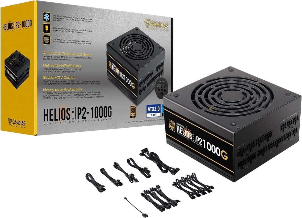 Main image of GAMDIAS PCIe 5.1 & ATX3.1 Gold 1000W Power Supply for GeForce RTX 5000 Series, 1000W Fully Modular ATX 80 Plus Gold Computer PSU for Gaming PC Desktops, Low-Noise Fan, HELIOS P2-1000G