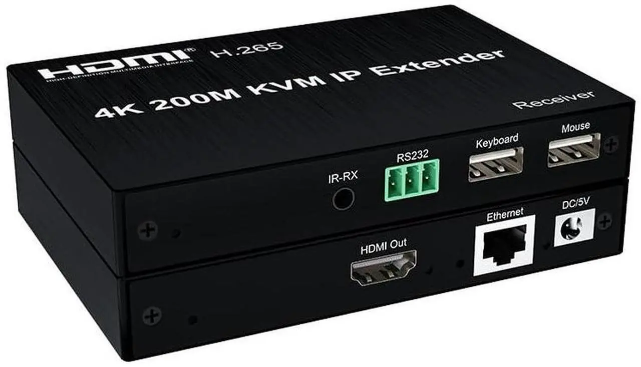 Alt view image 3 of 7 - Ennovor 4K@60Hz KVM Extender, 200m(656ft) HDMI Over IP Extender via Cat5e/Cat6, USB Keyboard/Mouse Control with RS232/IR, Plug & Play for Windows/Mac/Linux - Pro AV Matrix Solution