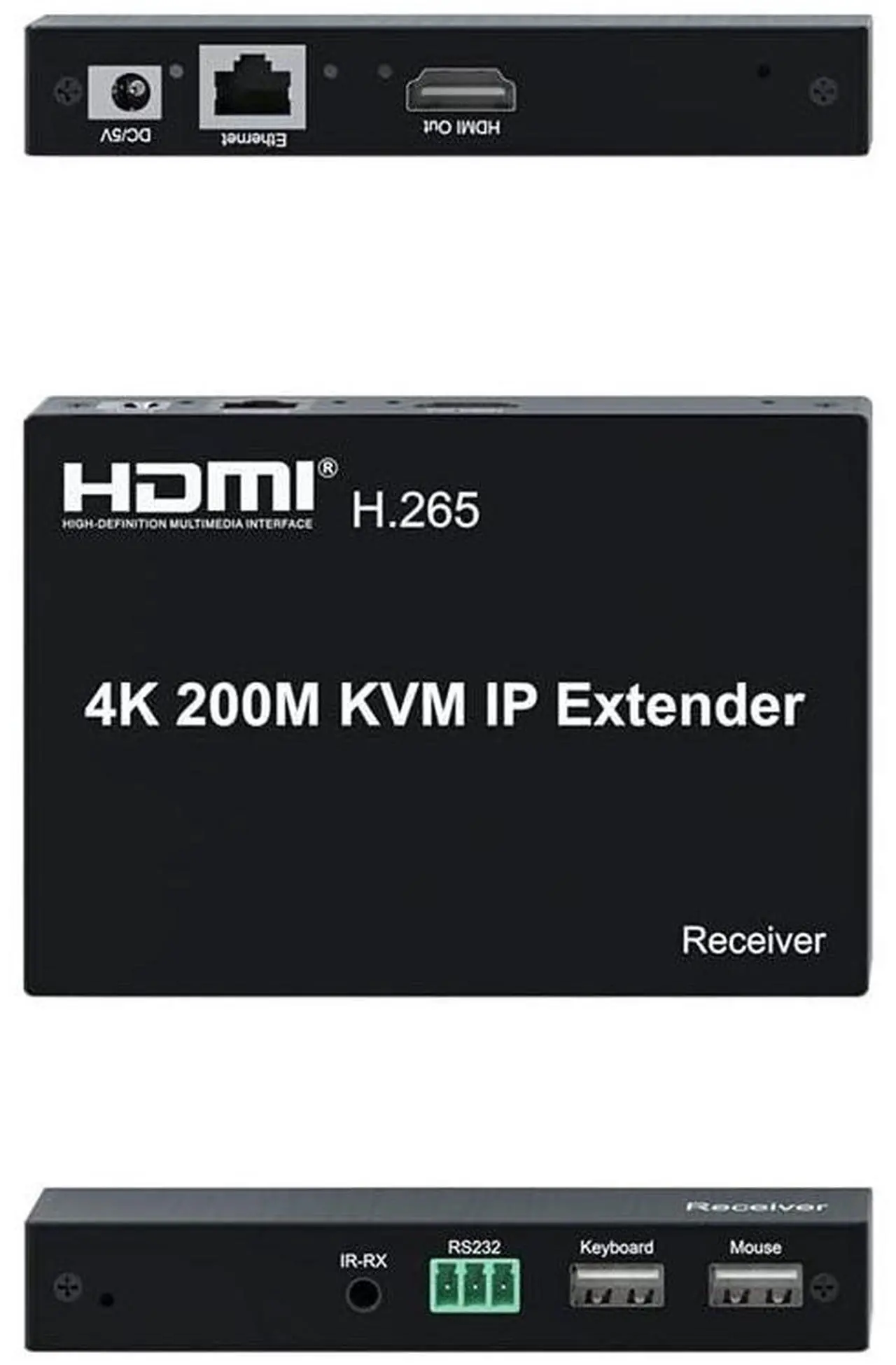 Alt view image 4 of 7 - Ennovor 4K@60Hz KVM Extender, 200m(656ft) HDMI Over IP Extender via Cat5e/Cat6, USB Keyboard/Mouse Control with RS232/IR, Plug & Play for Windows/Mac/Linux - Pro AV Matrix Solution