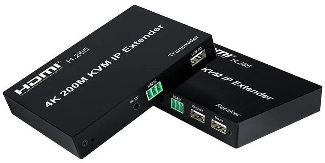 Alt view image 7 of 7 - Ennovor 4K@60Hz KVM Extender, 200m(656ft) HDMI Over IP Extender via Cat5e/Cat6, USB Keyboard/Mouse Control with RS232/IR, Plug & Play for Windows/Mac/Linux - Pro AV Matrix Solution