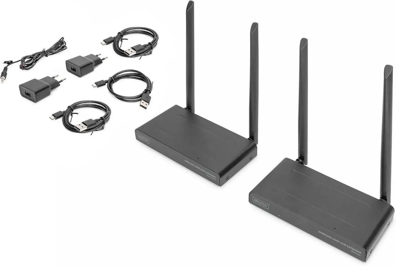 Alt view image 5 of 7 - Ennovor DIGITUS DS-55321 Wireless HDMI KVM Extender - Full HD 1080p 60Hz - 200m range - Set: Transmitter & Receiver - Loop-Out, IR Infrared