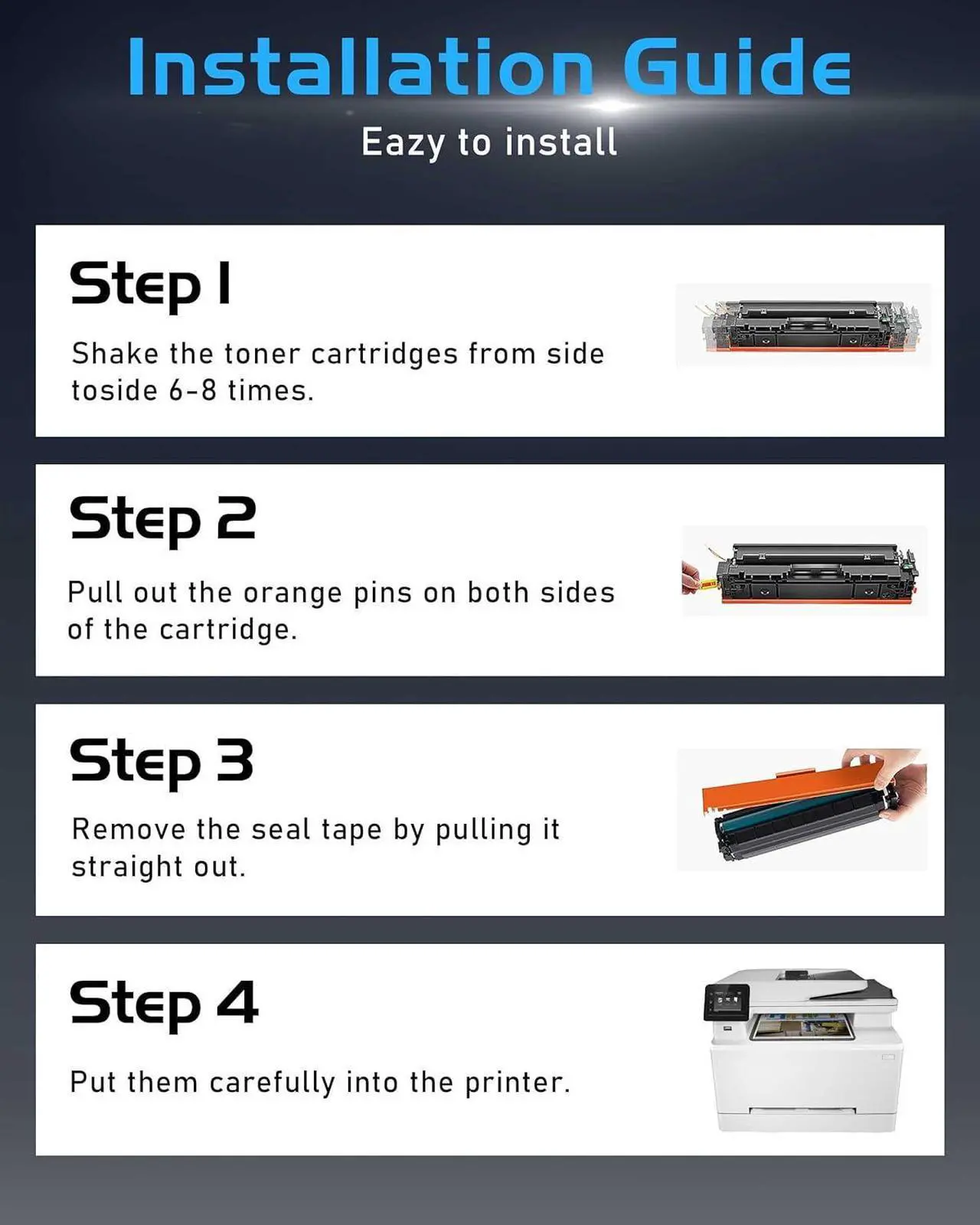Alt view image 6 of 7 - Ennovor 202X Toner Cartridges 4 Pack High Yield Replacement for HP 202X CF500X 202A CF500A Color Pro MFP M281fdw M281cdw M281fdn M280nw M254dw M254dn M254nw Toner Printer (Black Cyan Magenta Yellow)