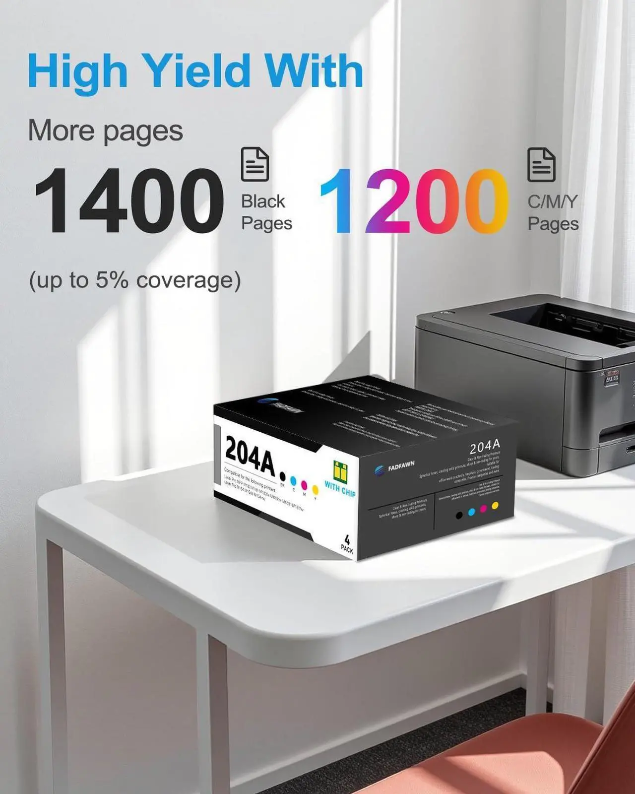 Alt view image 3 of 6 - Ennovor 204A Toner Cartridges 4 Pack(BK/C/M/Y): Compatible CF510A CF511A CF512A CF513A Toner Replacement for HP 204A for M180nw M180n M181fw M180fw M154nw M154a Printer