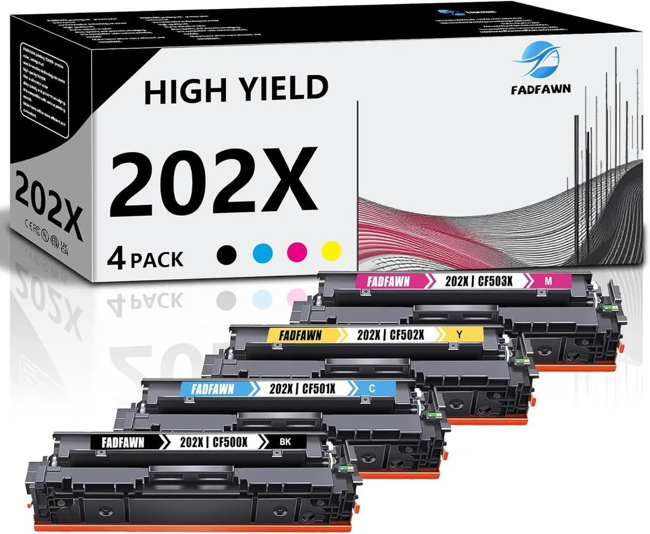 Main image of Ennovor 202X Toner Cartridge High Yield(4 Pack, BK/C/Y/M) - Replacement for HP 202X Toner Cartridges Works for Color Pro MFP M281fdw M281cdw M280nw M281fdn Printer