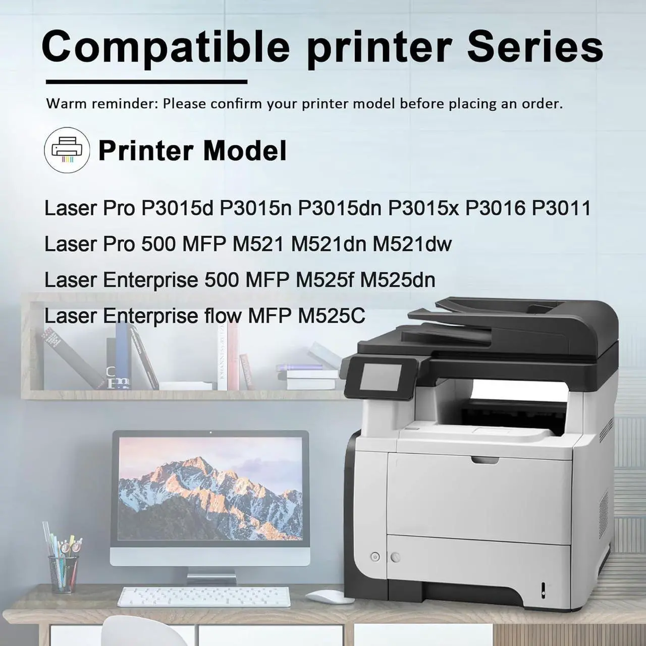 Alt view image 2 of 7 - Ennovor 1-Pack 55A Black Toner Cartridge Replacement for HP 55A CE255A 55X CE255X for Laser P3015dn P3015n P3015d Pro MFP M521dn M521dw Enterprise 500 MFP M525dn Series Printer