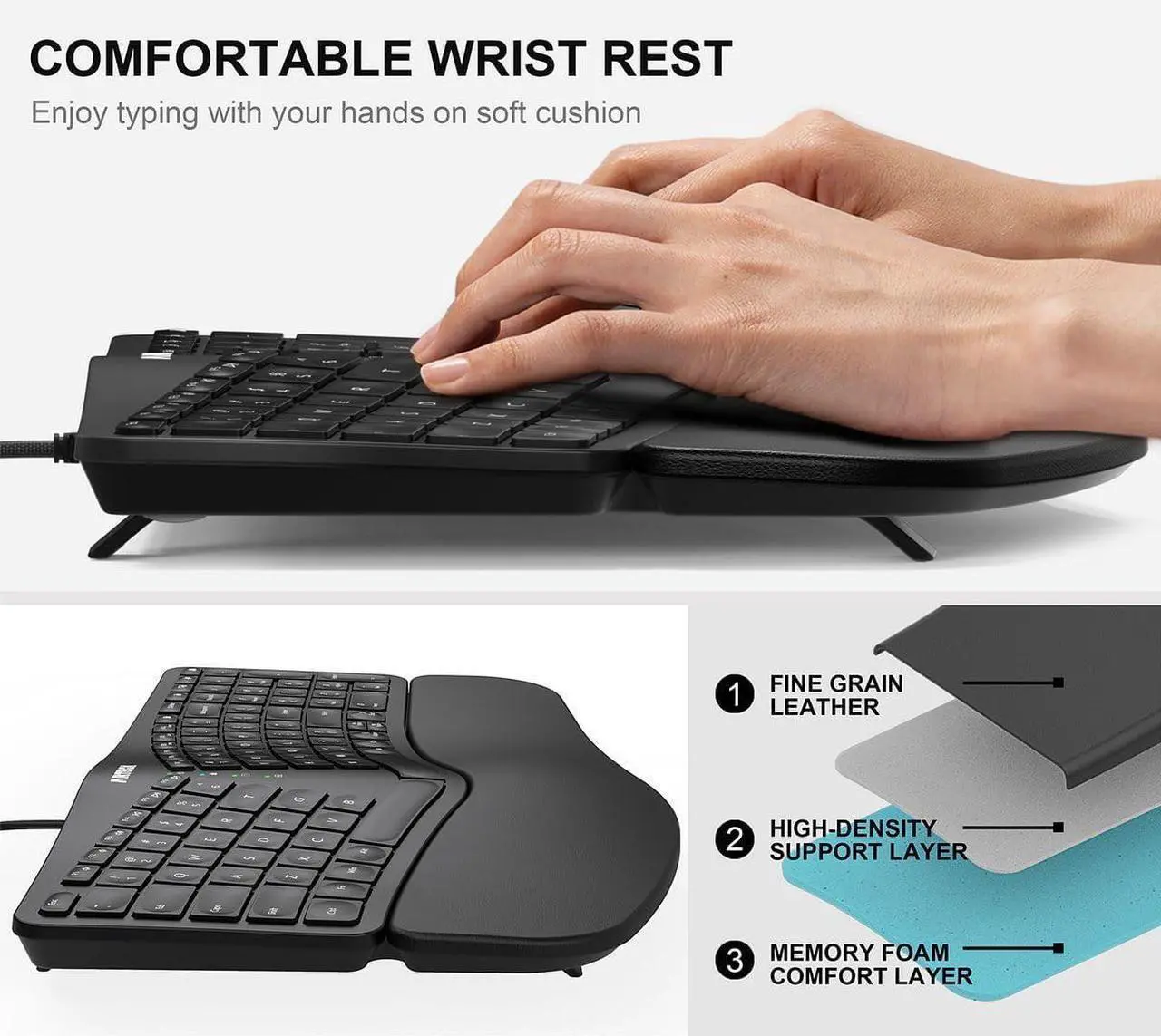 Arteck Ergonomic Keyboard - Thumbnail 4