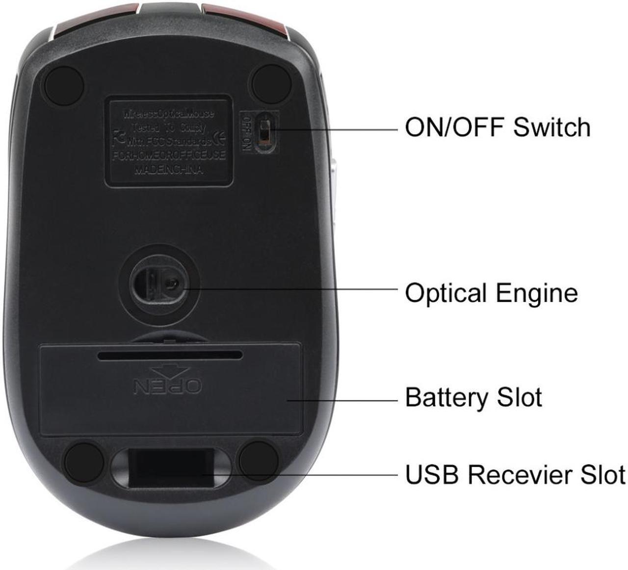 Alt view image 4 of 5 - Adjustable DPI Mouse 2.4GHz Wireless Mouse 6 Buttons Optical Gaming Mouse Gamer Wireless Mice with USB Receiver for PC Computer