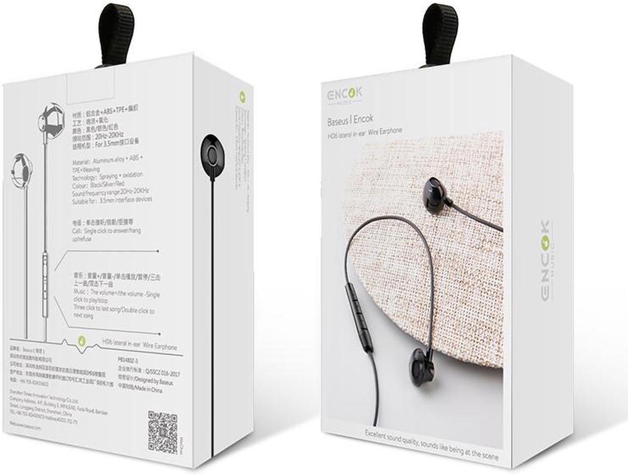 Alt view image 6 of 6 - Baseus Wired Earphone In Ear Headset With Mic Stereo Bass Sound 3.5mm Jack Earphone Earbuds Earpiece For iPhone Samsung Xiaomi