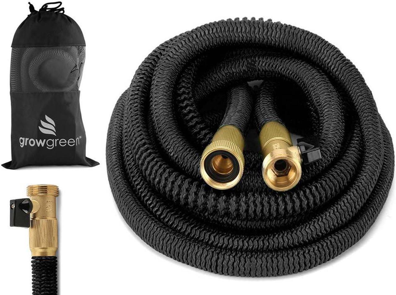 Main image of GrowGreen Heavy Duty Expandable Garden Hose, Strongest Garden Hose with Solid Brass Connector, Flexible Water Hose with Storage Sack (75 Feet)