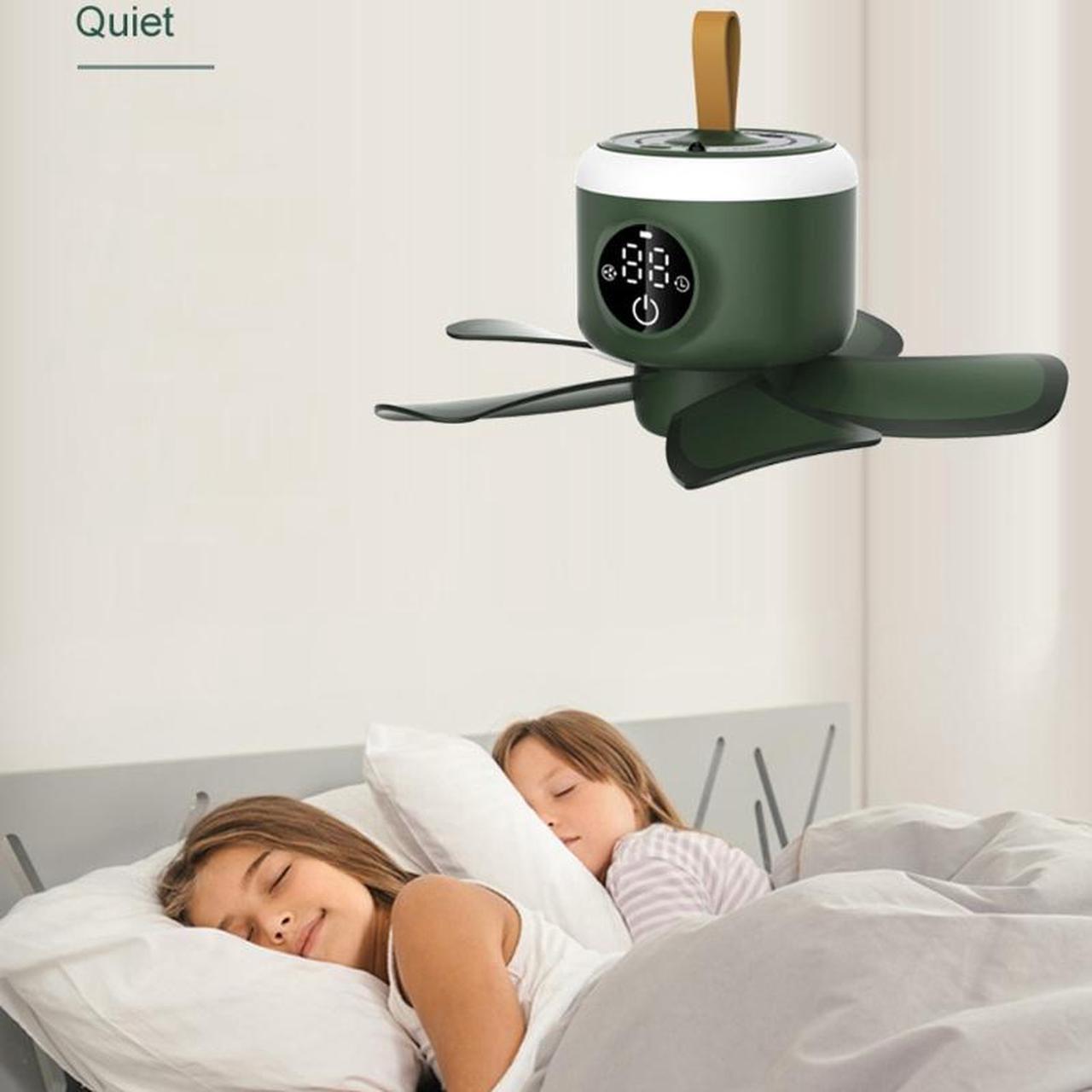 Alt view image 3 of 6 - 8000mAh USB Rechargeable Remote Control Timing Camping Fan 4 Gears Tent Ceiling Fan with LED Lamp for Home Outdoor Bed