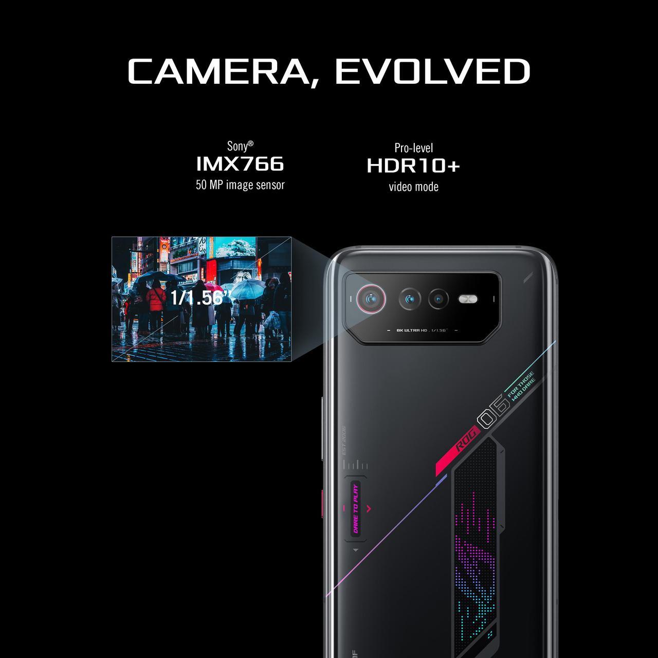 Alt view image 8 of 7 - ASUS ROG Phone 6 Cell Phone, US Version, 16GB + 512GB, Phantom Black, Unlocked Phone, 6.78 FHD+ 165Hz, 6000mAh Battery, 50MP/13MP/5MP Triple Camera, 12MP Front, 5G LTE Dual SIM, AI2201-16G512G-BK
