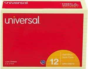 Universal 35673 Universal Standard Self-Stick Yellow Color Note Pads UNV35673 UNV 35673