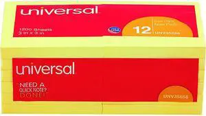 Universal 35668 Universal Standard Self-Stick Yellow Color Note Pads UNV35668 UNV 35668