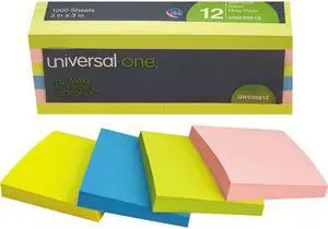 Universal 35612 Universal Standard Self-Stick Neon Color Note Pads UNV35612 UNV 35612