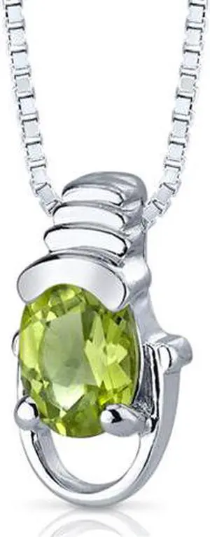 0.75 Ct. Oval Shaped Peridot in Sterling Silver Pendant with 18" Necklace