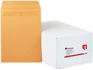 Universal 35291 Self-Stick File-Style Envelope  Contemporary  12 1/2 x 9 1/2  Brown  250/box