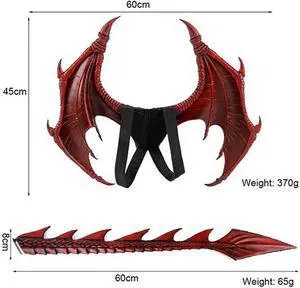 Halloween Carnival Children's Dress Up Toy Dragon Wing Tail Set Makeup Costume Props