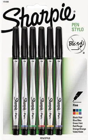 Sharpie Plastic Point Stick Water Resistant Pen Assorted Fine 6/Pack 1976527