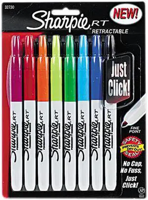 Retractable Permanent Marker, Fine Bullet Tip, Assorted Colors, 8/Set 32730PP