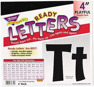 TREND 79741, Ready Letters Playful Combo Set, Black, 4"h, 216/Set