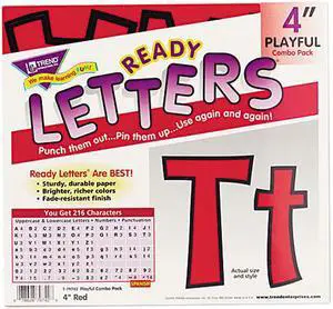 Trend Enterprises TEP79742 Pin-up Ready Letters- 4in.- Pre-punched- Red
