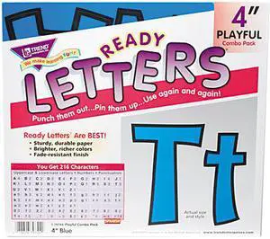 Trend Enterprises TEP79744 Pin-up Ready Letters- 4in.- Pre-punched- Blue