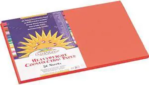 SunWorks 6607 Construction Paper- 58 lbs.- 12 x 18- Orange- 50 Sheets/Pack