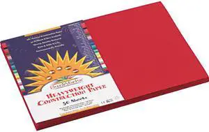 SunWorks 9907 Construction Paper- 58 lbs.- 12 x 18- Holiday Red- 50 Sheets/Pack