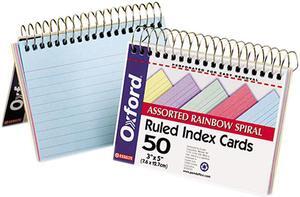 Esselte Pendaflex 40285 Spiral Index Cards, 3 x 5, Blue/Violet/Canary/Green/Cherry, 50/Pack