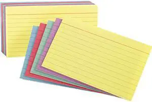 OxfordRuled Index Cards, 3 x 5, Blue/Violet/Canary/Green/Cherry, 100/Pack