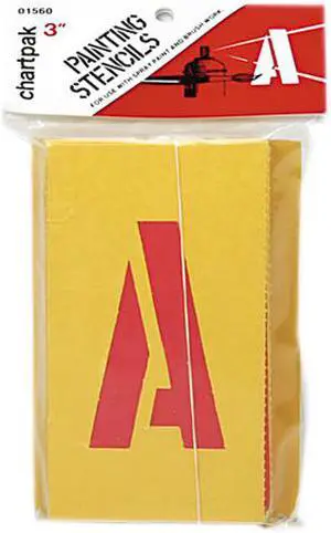 Chartpak CHA01560 Painting Stencil Numbers-Letters- 3in.- Yellow