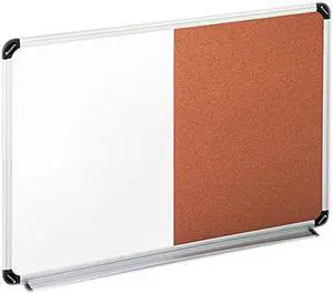 UNIVERSAL Cork/Dry Erase Board Melamine 24 x 18 Black/Gray Aluminum/Plastic Frame 43742