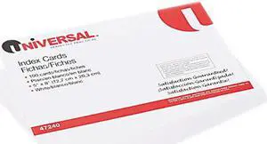Universal 47240 Unruled Index Cards  5 x 8  White  100 per Pack