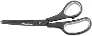 Universal 92021 Industrial Scissors- 8" Length- Straight- Black Carbon Coated Blades- Black/Blue