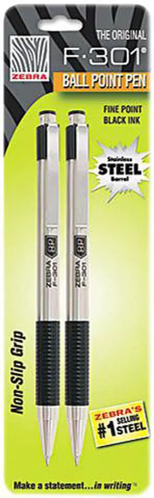 Zebra F-301 Retractable Ballpoint Pen Black Ink Fine 2/Pack 27112