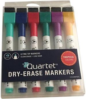 Quartet Fine-Tip Dry Erase Marker, Blue, Black, Green, Red, Purple, Yellow, 6 PK