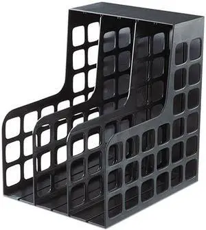Tops Pendaflex 23004 DecoRack Plastic Magazine File with Two Snap-In Dividers  9 x 10-5/8 x 12  Black