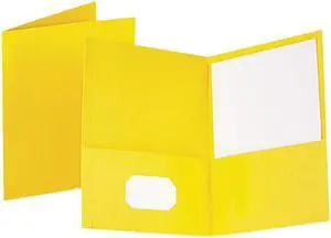 Tops Pendaflex 57509 Twin-Pocket Portfolio  Embossed Leather Grain Paper  Yellow