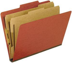 Tops Pendaflex 1257R Pressboard Classification Folders  Letter  6-Section  Red  10/box
