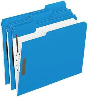 Tops Pendaflex 21301 Folders With Embossed Fasteners  1/3 Cut  Top Tab  Letter  Blue  50/Box