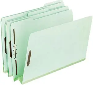 Tops Pendaflex 17182 Pressboard Folders with two 3   Cap Fasteners  Letter  Green  25/box