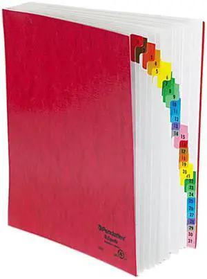 Tops Pendaflex 11014 Expandable Desk File, 1-31 Index, Letter Size, Acrylic-Coated PressGuard, Red