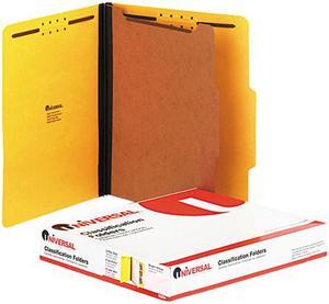 Universal 10204 Pressboard Classification Folders  Letter  4-Section  Yellow  10/box