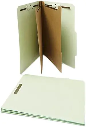 UNIVERSAL Pressboard Classification Folder Letter Six-Section Gray-Green 10/Box 10273